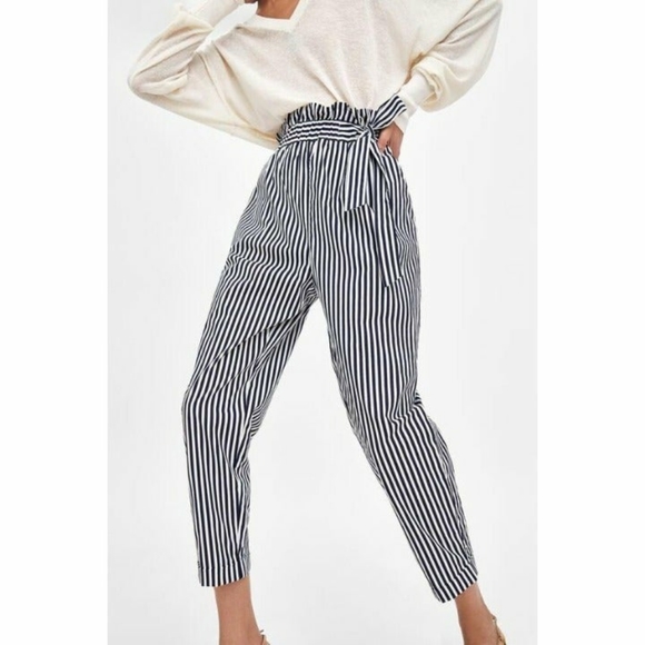Zara Striped Paperbag Pants - Picture 4 of 6